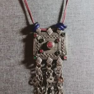 Kuchi Tribal Pendant Necklace w trade beads.